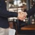 Men shake hands. Enclosure of a business agreement. Understanding between business partners.
